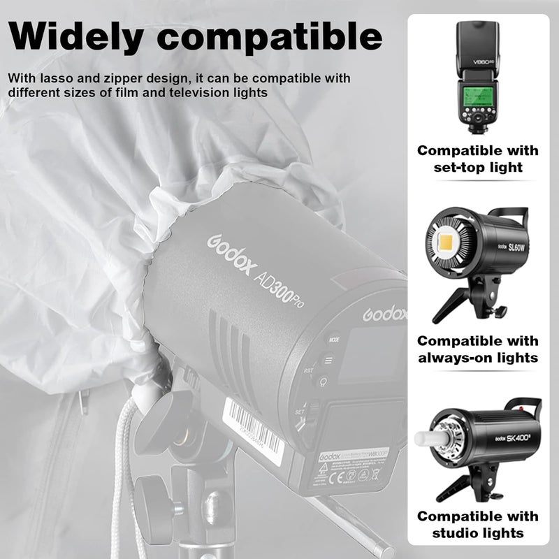 Godox UMB-85S 85 سم 33.4 بوصة مظلة عاكسة سوداء فضية للاستوديو الفوتوغرافي مع غطاء ناشر كبير لتصوير الفيديو - Image 3